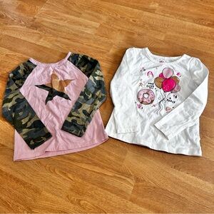 Epic Threads Girls' long sleeve shirts bundle - 2 tops, pink, green and white